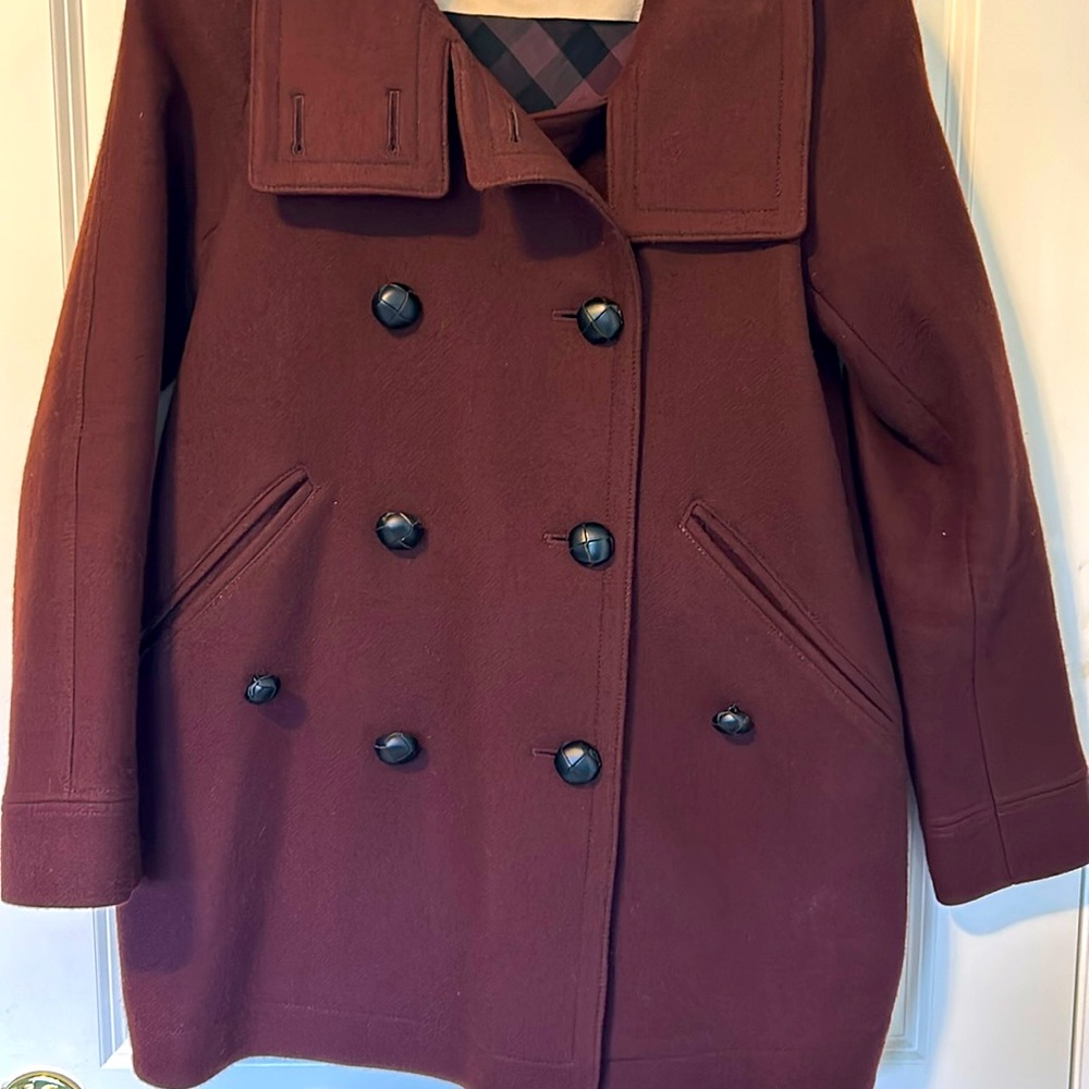 Burberry Brit burgundy wool peacoat: excellent condition: women’s size 6